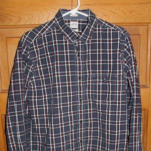 Lucky Brand Mens Long Sleeve Plaid Slim Fit Size L One pocket Button up Quality